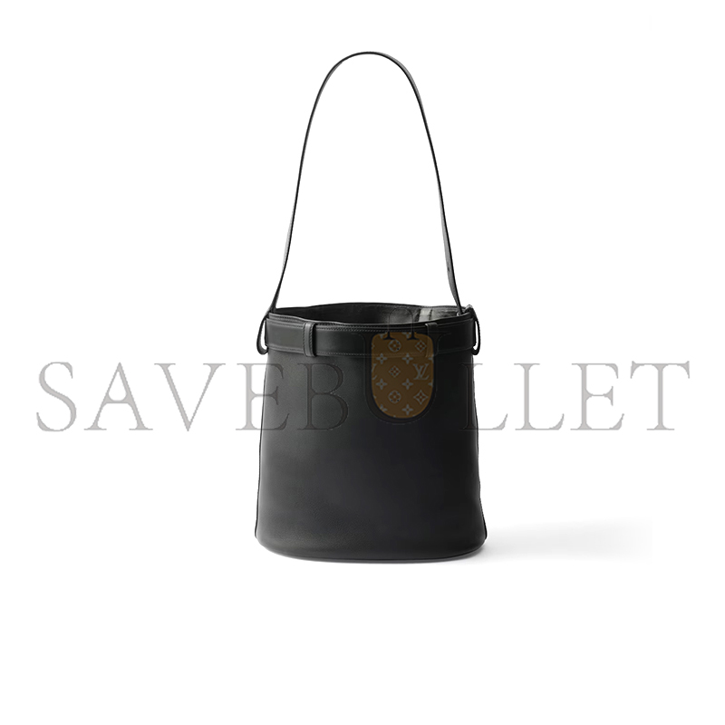 PRADA BUCKLE LEATHER BUCKET BAG WITH BELT 1BE085 (29*26.5*18cm) PRADA BUCKLE LEATHER BUCKET BAG WITH BELT 1BE085 (29*26.5*18cm)